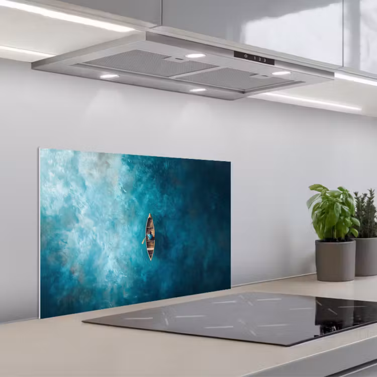 Kitchen splashback for hob - Boat - Water - Blue — 1