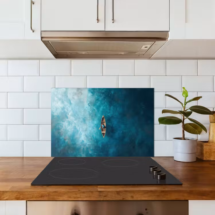 Kitchen splashback for hob - Boat - Water - Blue — 3