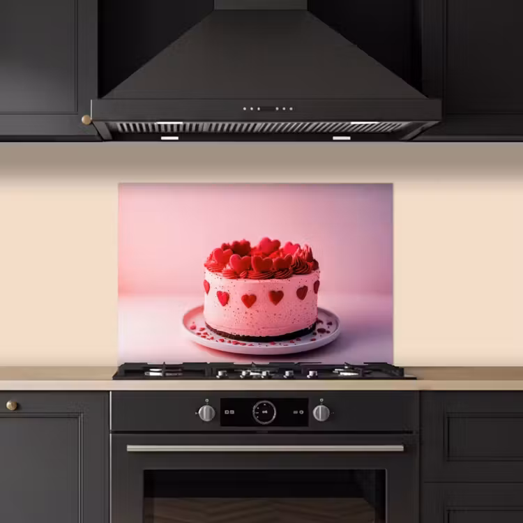 Kitchen splashback for hob - Cake - Heart - Pink — 5