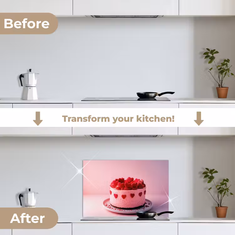 Kitchen splashback for hob - Cake - Heart - Pink — 7