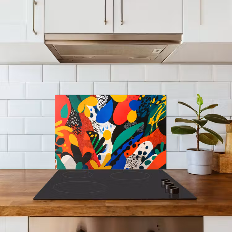 Kitchen splashback for hob - Abstract - Plants - Shapes - Colorful — 3