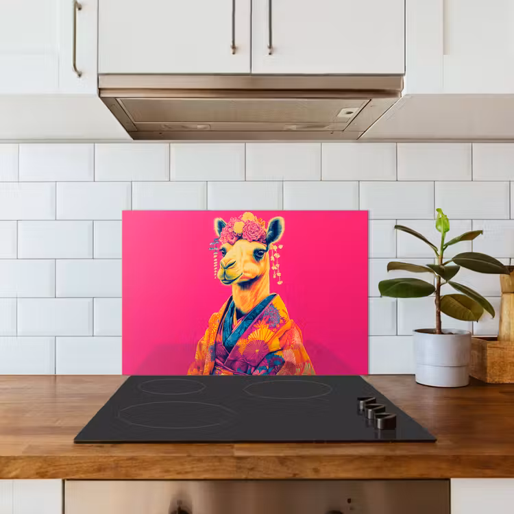 Kitchen splashback for hob - Camel - Flowers - Kimono - Fans — 3