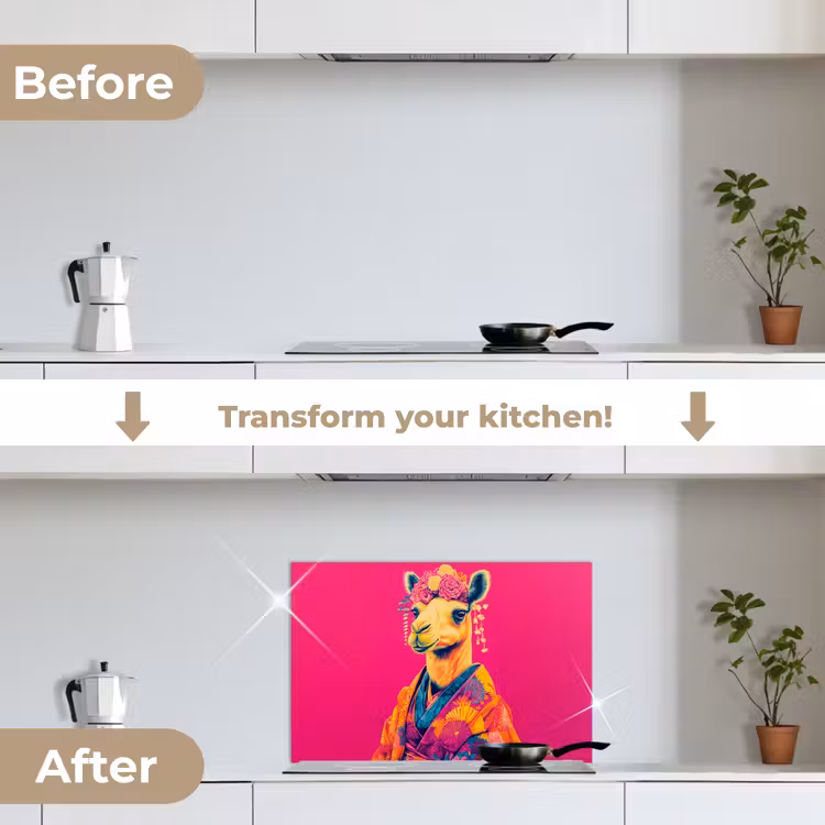 Kitchen splashback for hob - Camel - Flowers - Kimono - Fans — 7