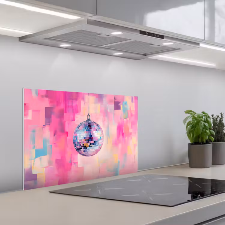 Kitchen splashback for hob - Discoball - Pink - Paint — 1