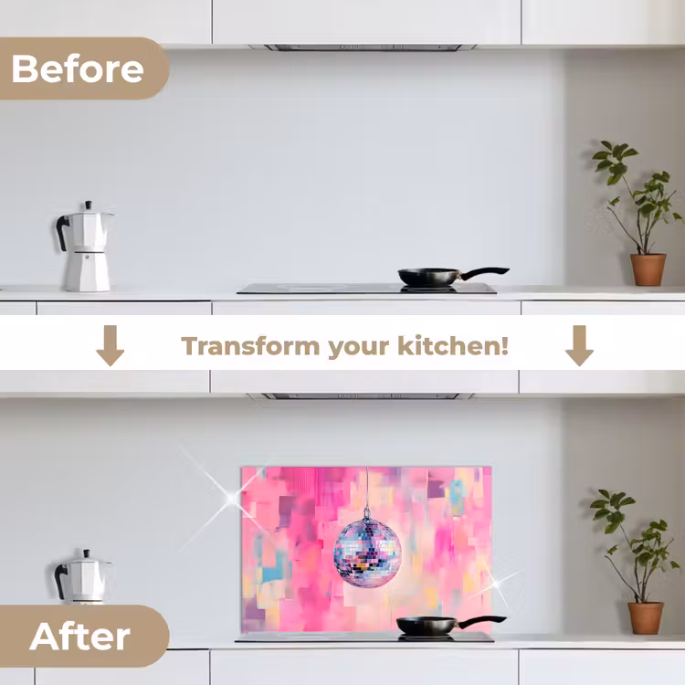 Kitchen splashback for hob - Discoball - Pink - Paint — 7