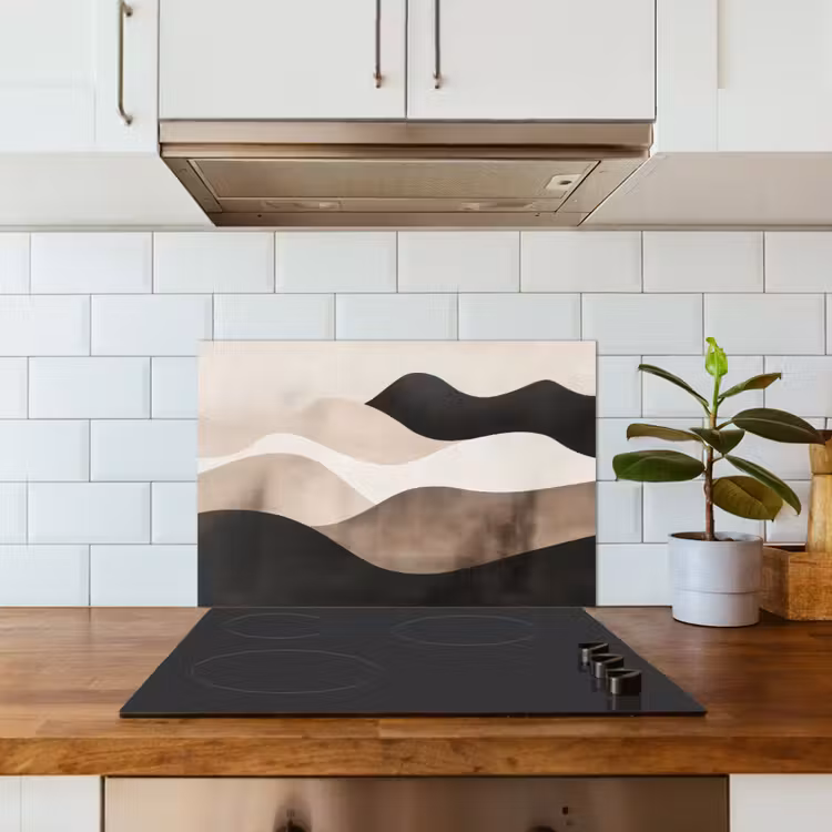 Kitchen splashback for hob - Abstract - Landscape - Waves - Cream color — 3