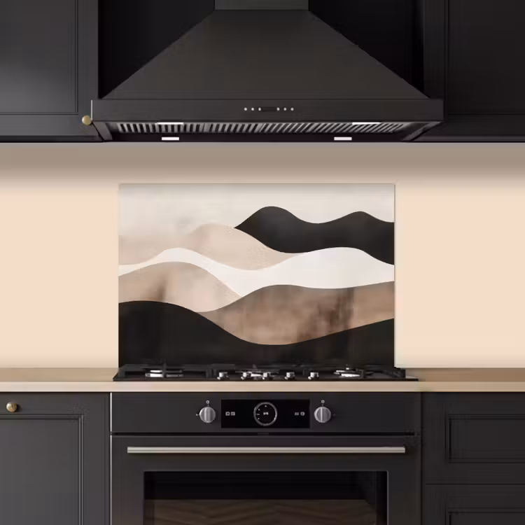 Kitchen splashback for hob - Abstract - Landscape - Waves - Cream color — 5