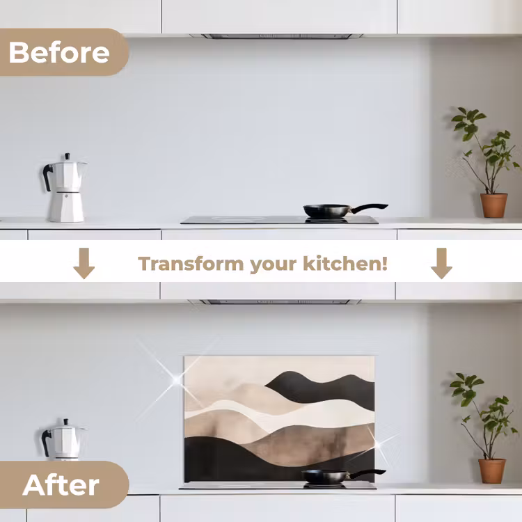 Kitchen splashback for hob - Abstract - Landscape - Waves - Cream color — 7