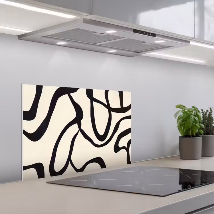 Kitchen splashback for hob - Abstract - Lines - Modern - Beige — 1