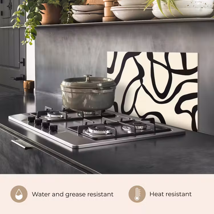 Kitchen splashback for hob - Abstract - Lines - Modern - Beige — 2