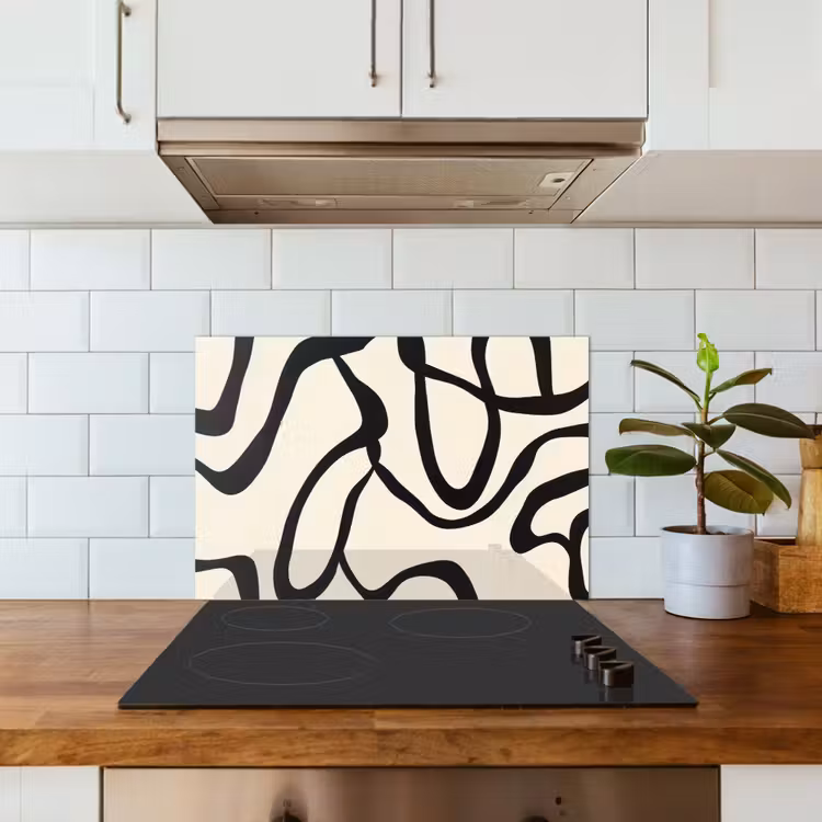 Kitchen splashback for hob - Abstract - Lines - Modern - Beige — 3