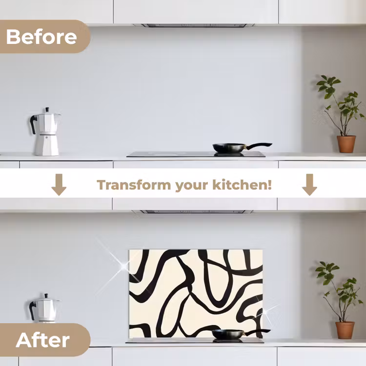 Kitchen splashback for hob - Abstract - Lines - Modern - Beige — 7