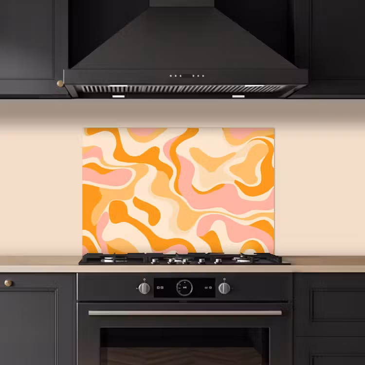 Kitchen splashback for hob - Abstract - Wavy - Orange — 5