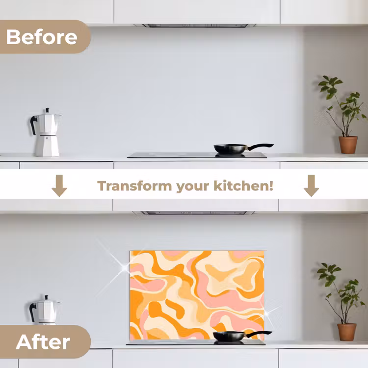 Kitchen splashback for hob - Abstract - Wavy - Orange — 7
