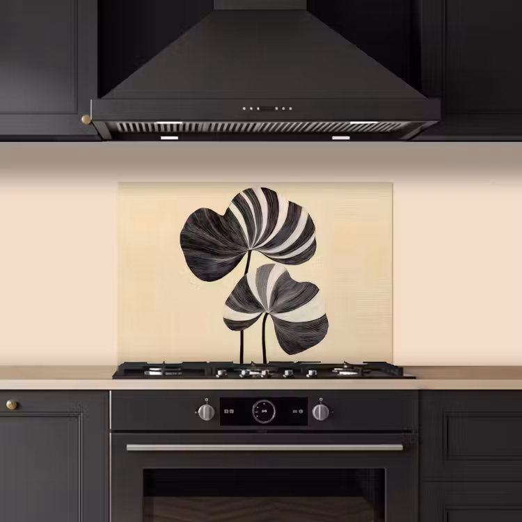 Kitchen splashback for hob - Black - Leaves - Stripes - Minimalist — 5