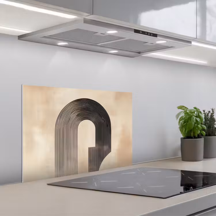 Kitchen splashback for hob - Bow - Stripes - Minimalist - Black — 1