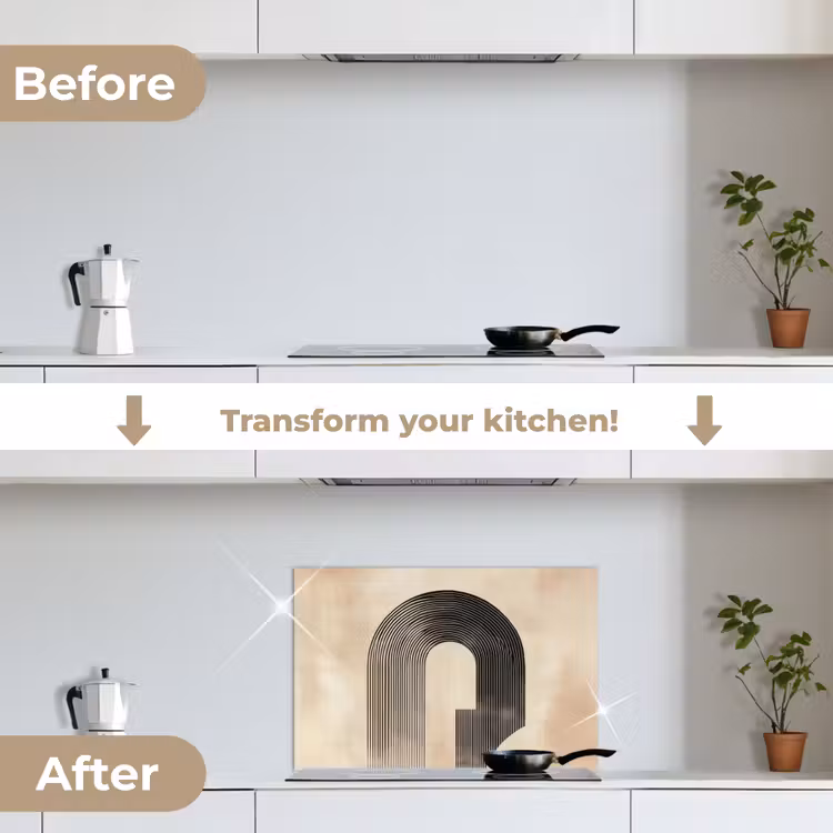 Kitchen splashback for hob - Bow - Stripes - Minimalist - Black — 7