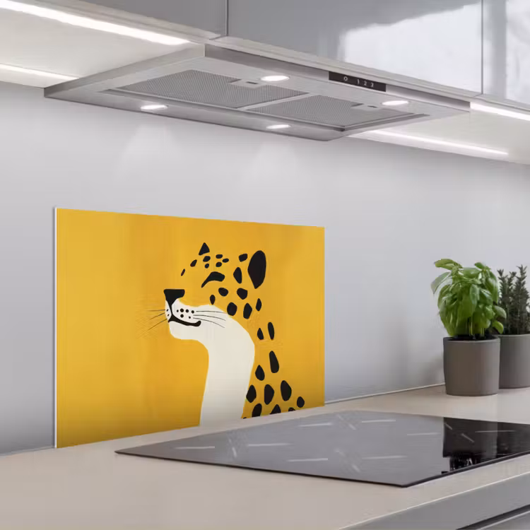 Kitchen splashback for hob - Cheetah - Illustration - Yellow — 1