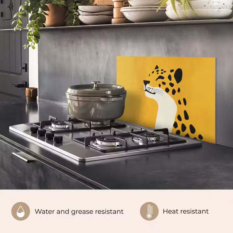 Kitchen splashback for hob - Cheetah - Illustration - Yellow — 2