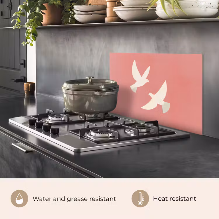 Kitchen splashback for hob - Doves - White - Ornamental — 2