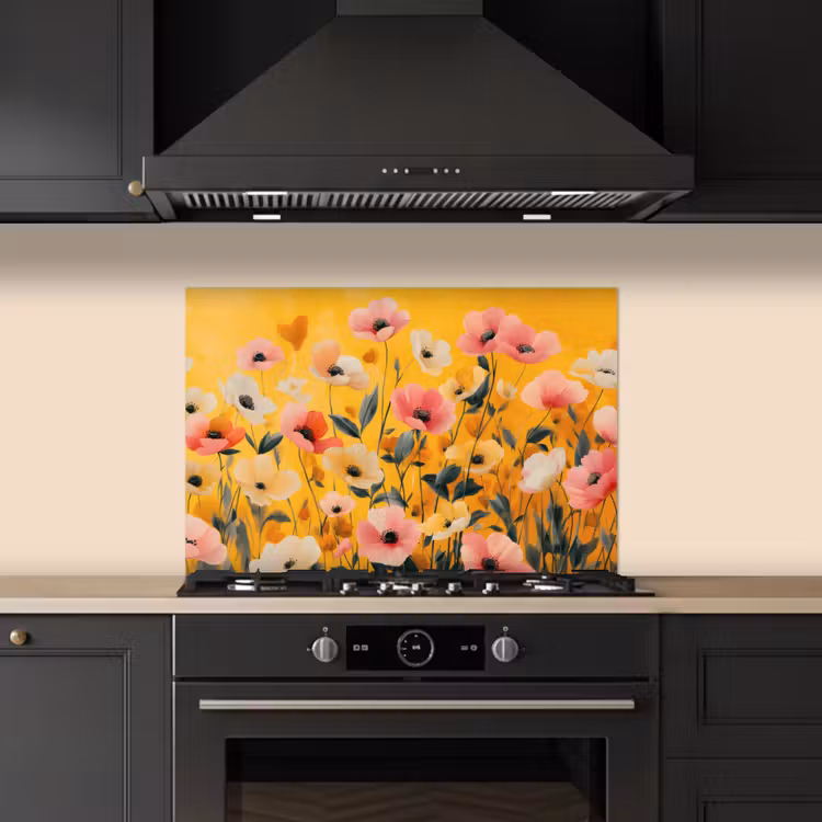 Kitchen splashback for hob - Flowers - Field - Yellow — 5
