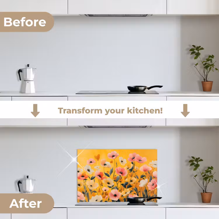 Kitchen splashback for hob - Flowers - Field - Yellow — 7