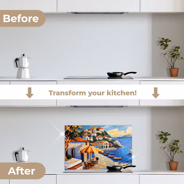 Kitchen splashback for hob - Coastal village - Cottages - Mosaic - Sea — 7