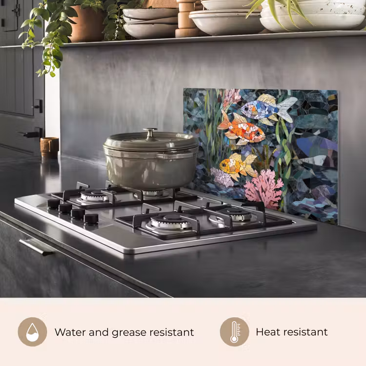 Kitchen splashback for hob - Fish - Coral - Sea - Mosaic — 2