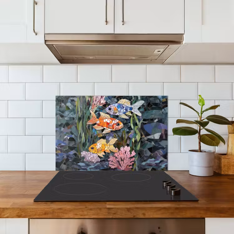 Kitchen splashback for hob - Fish - Coral - Sea - Mosaic — 3