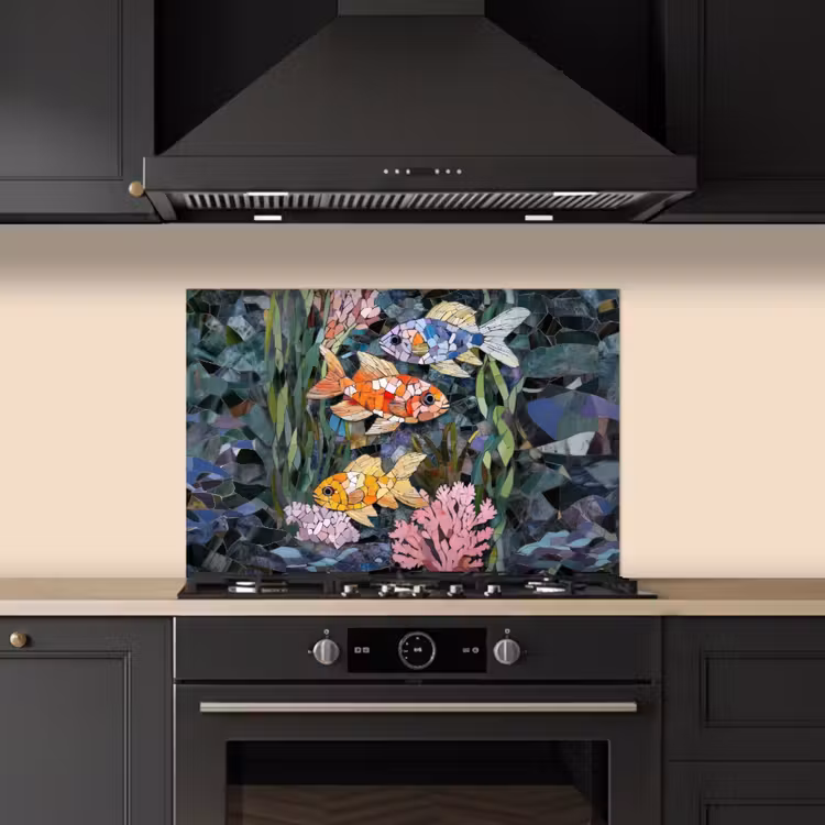 Kitchen splashback for hob - Fish - Coral - Sea - Mosaic — 5