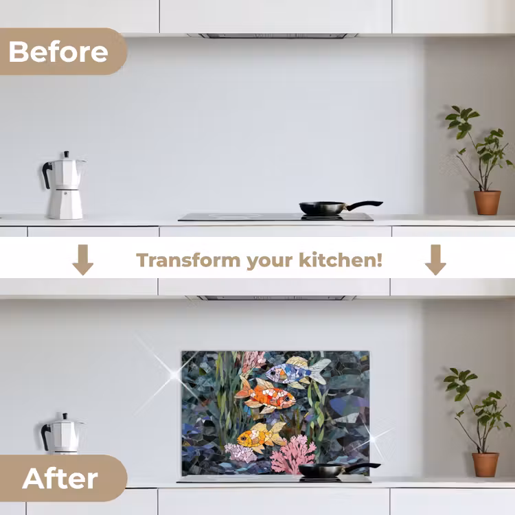 Kitchen splashback for hob - Fish - Coral - Sea - Mosaic — 7