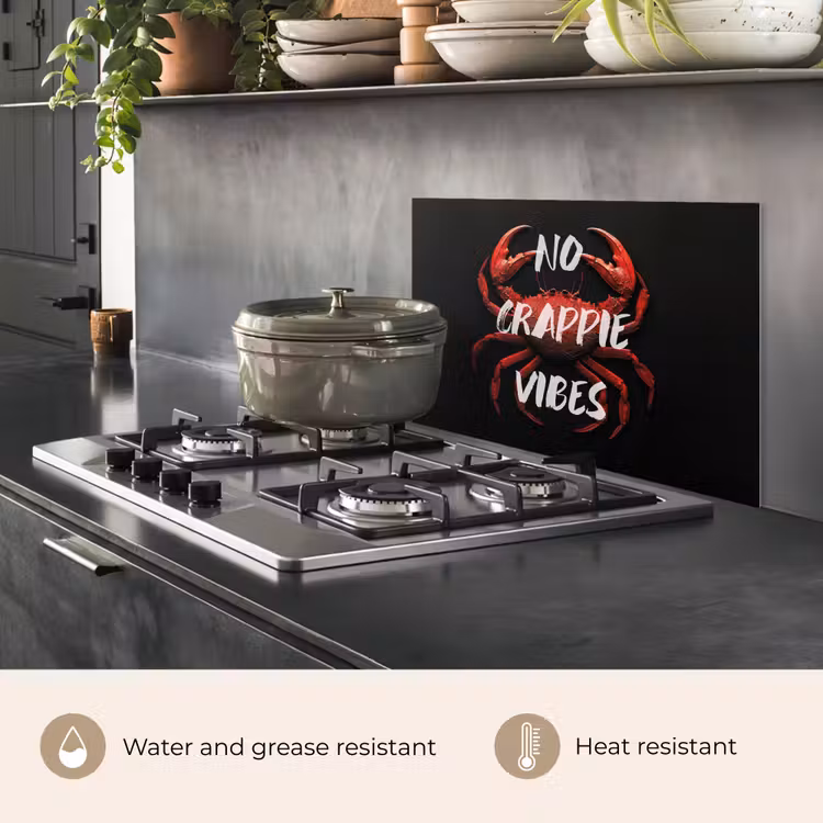 Kitchen splashback for hob - Crab - Red - Text - Black — 2