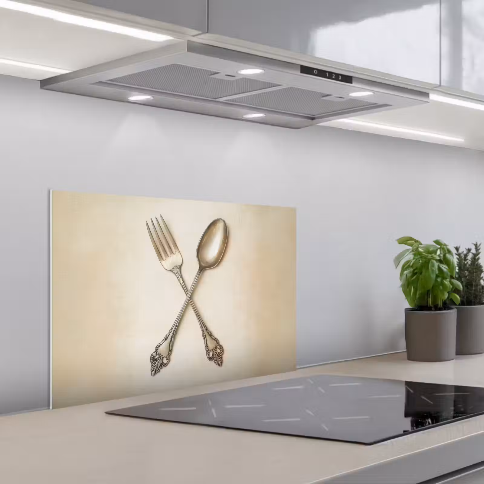 Kitchen splashback for hob - Beige - Vintage - Cutlery — 1