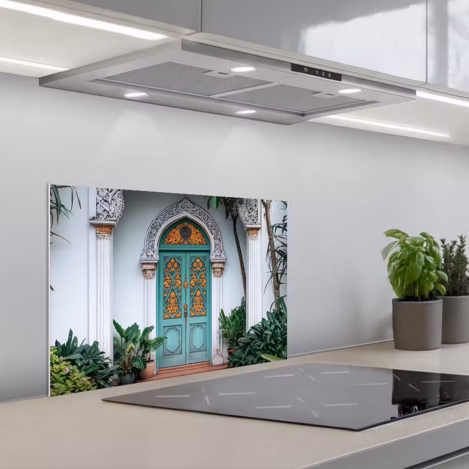 Kitchen splashback for hob - Door - Patterns - Plants — 1