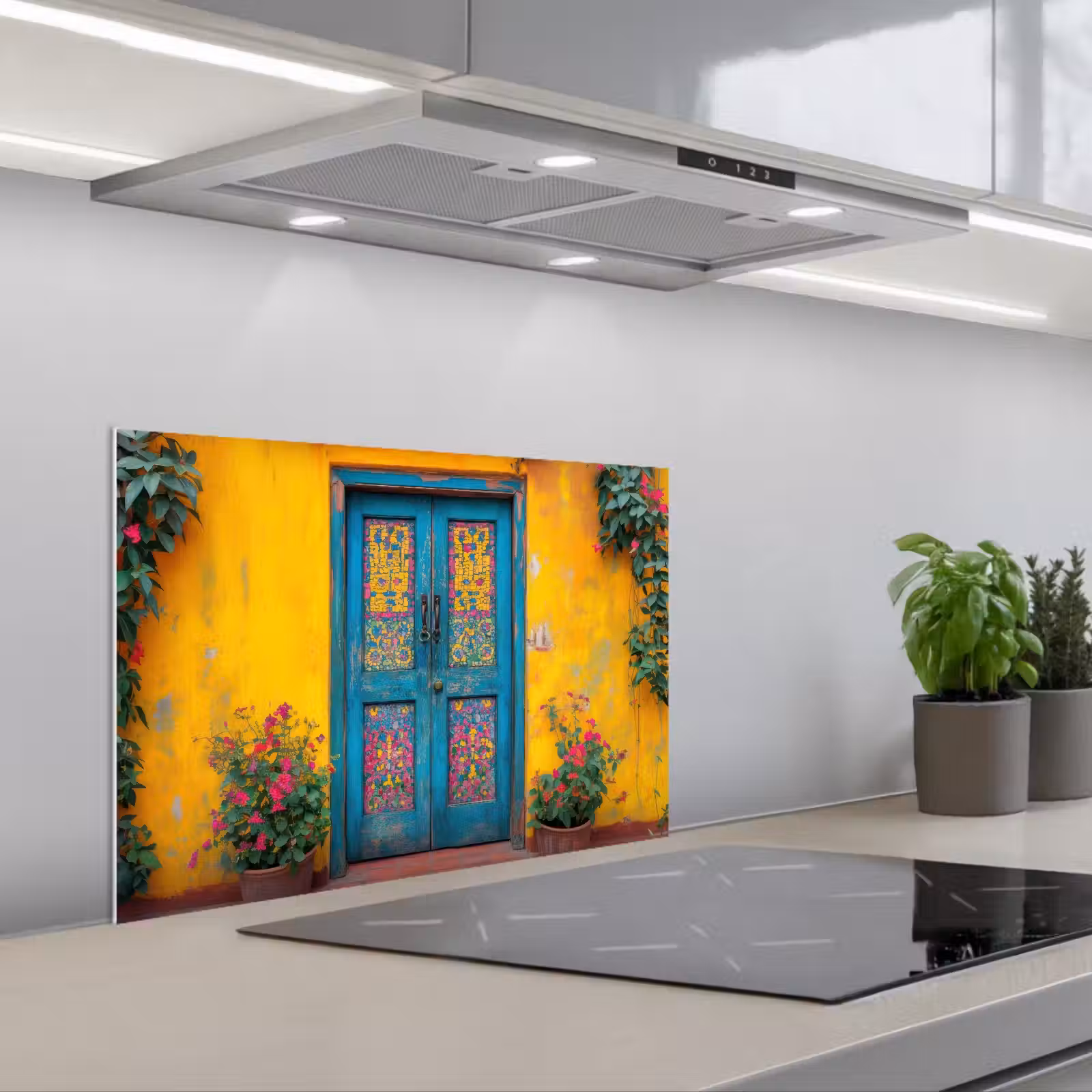 Kitchen splashback for hob - Doors - Colorful - Plants — 1