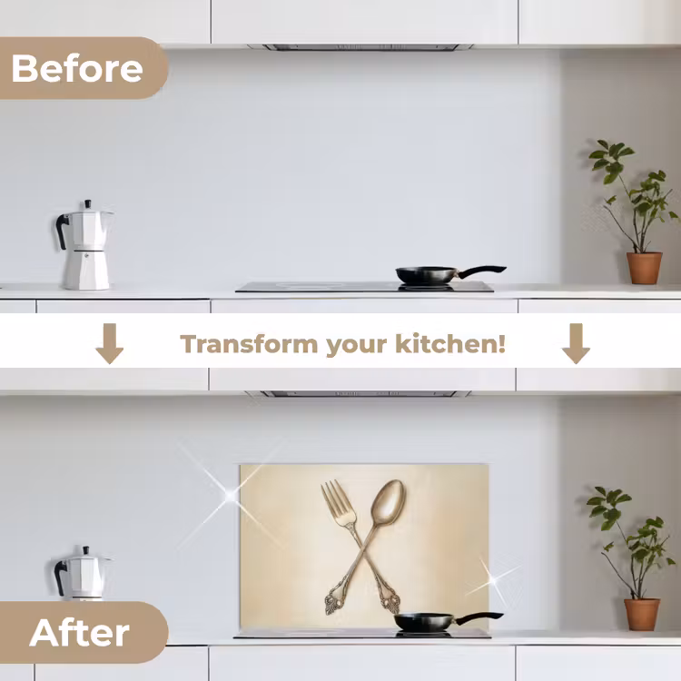 Kitchen splashback for hob - Beige - Vintage - Cutlery — 7