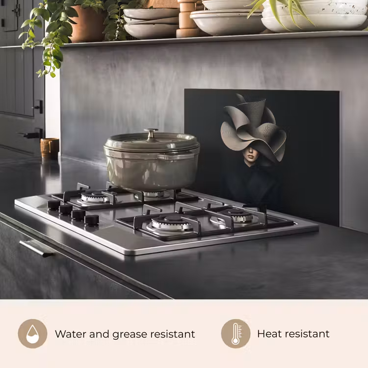 Kitchen splashback for hob - Black - Hat - Woman — 2