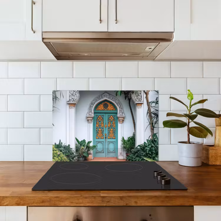 Kitchen splashback for hob - Door - Patterns - Plants — 3