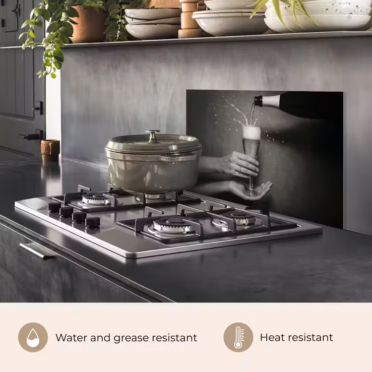 Kitchen splashback for hob - Champagne bottle - Glass - Minimalist - Splatters — 2