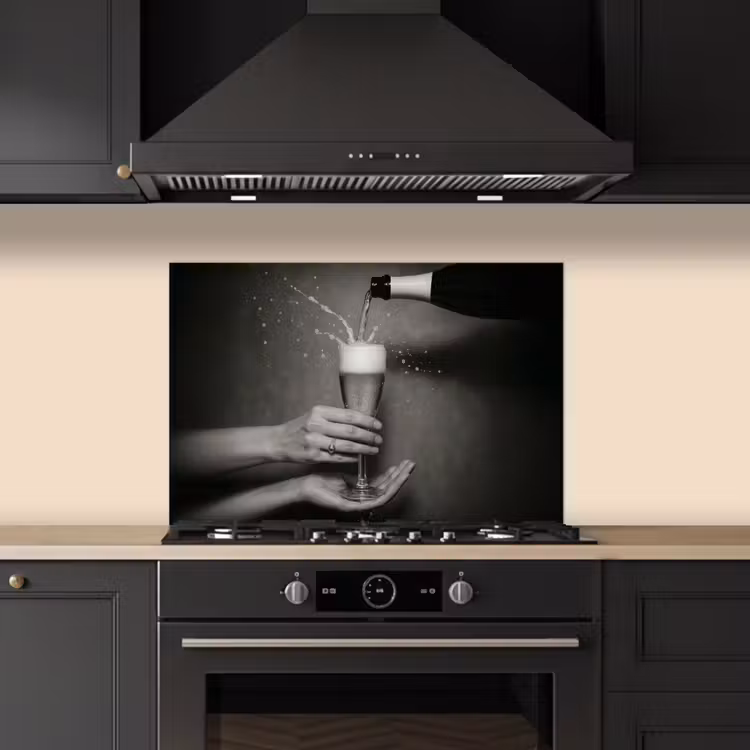 Kitchen splashback for hob - Champagne bottle - Glass - Minimalist - Splatters — 5