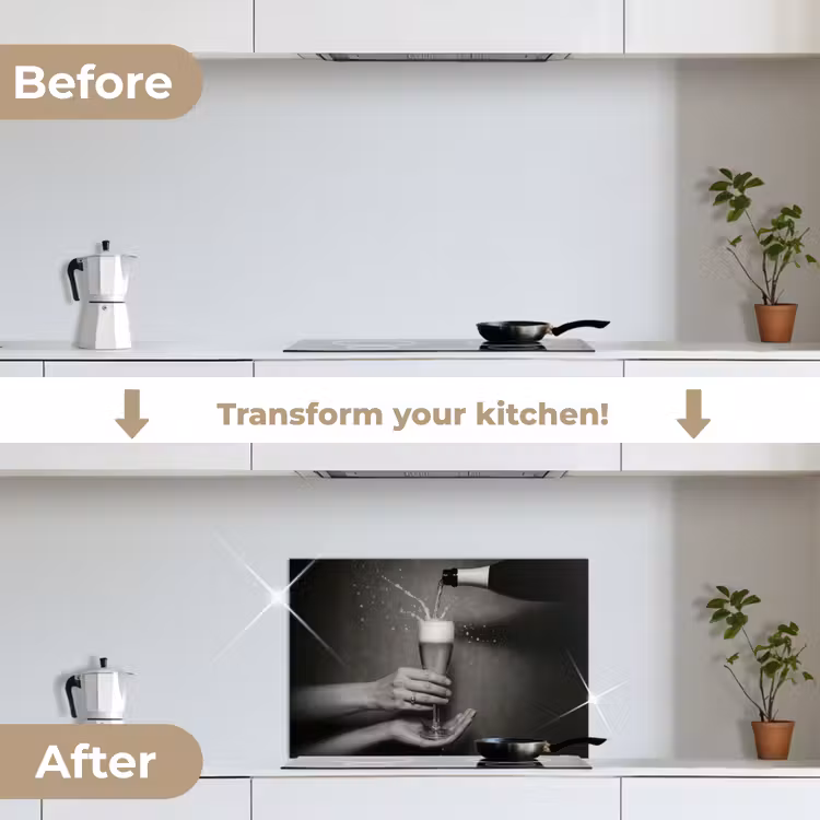 Kitchen splashback for hob - Champagne bottle - Glass - Minimalist - Splatters — 7