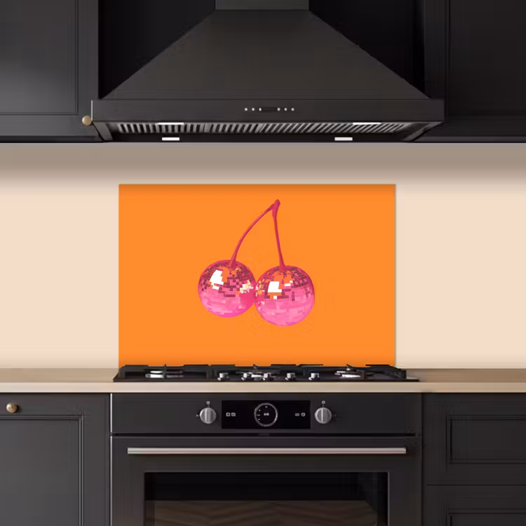 Kitchen splashback for hob - Discoballs - Cherry - Mirrors - Pink — 5