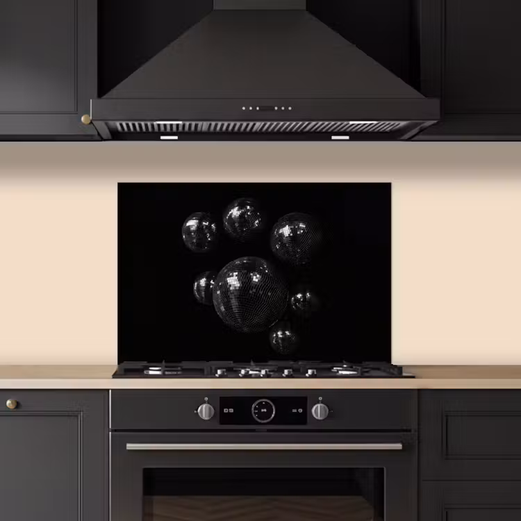 Kitchen splashback for hob - Discoballs - Minimalist - Black — 5