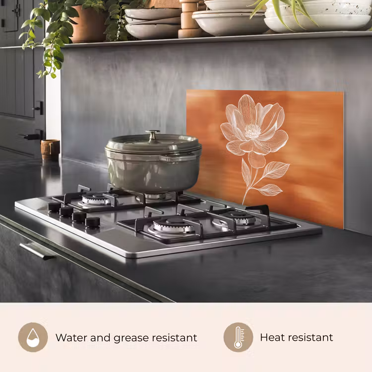 Kitchen splashback for hob - Flower - Minimalist - White — 2