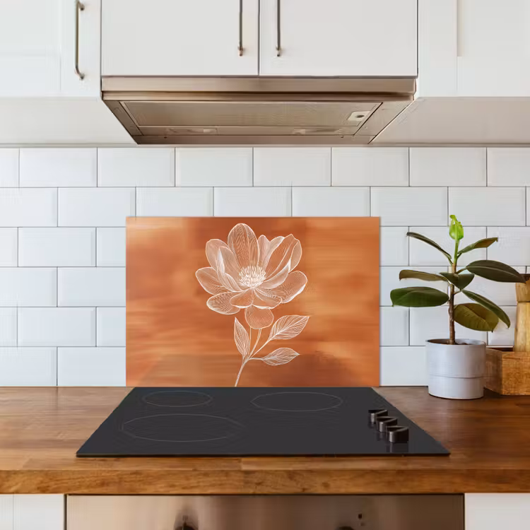 Kitchen splashback for hob - Flower - Minimalist - White — 3