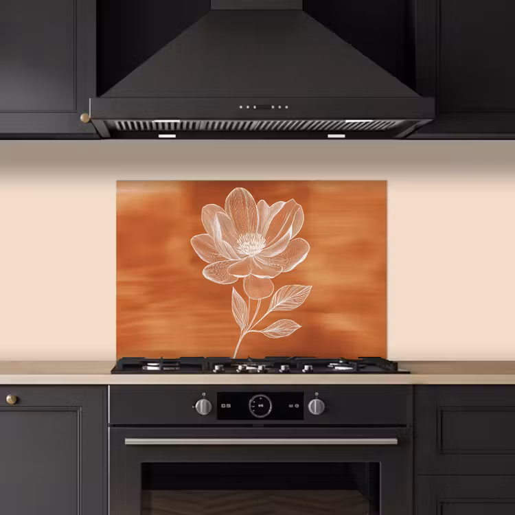 Kitchen splashback for hob - Flower - Minimalist - White — 5