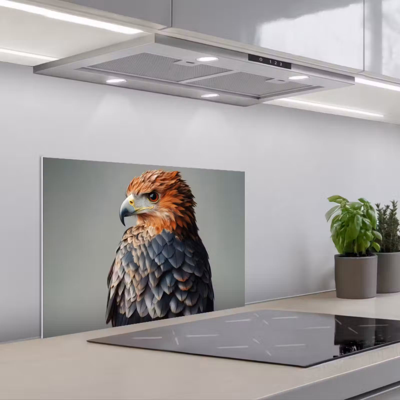 Kitchen splashback for hob - Bird - Realistic - Feathers - Brown — 1