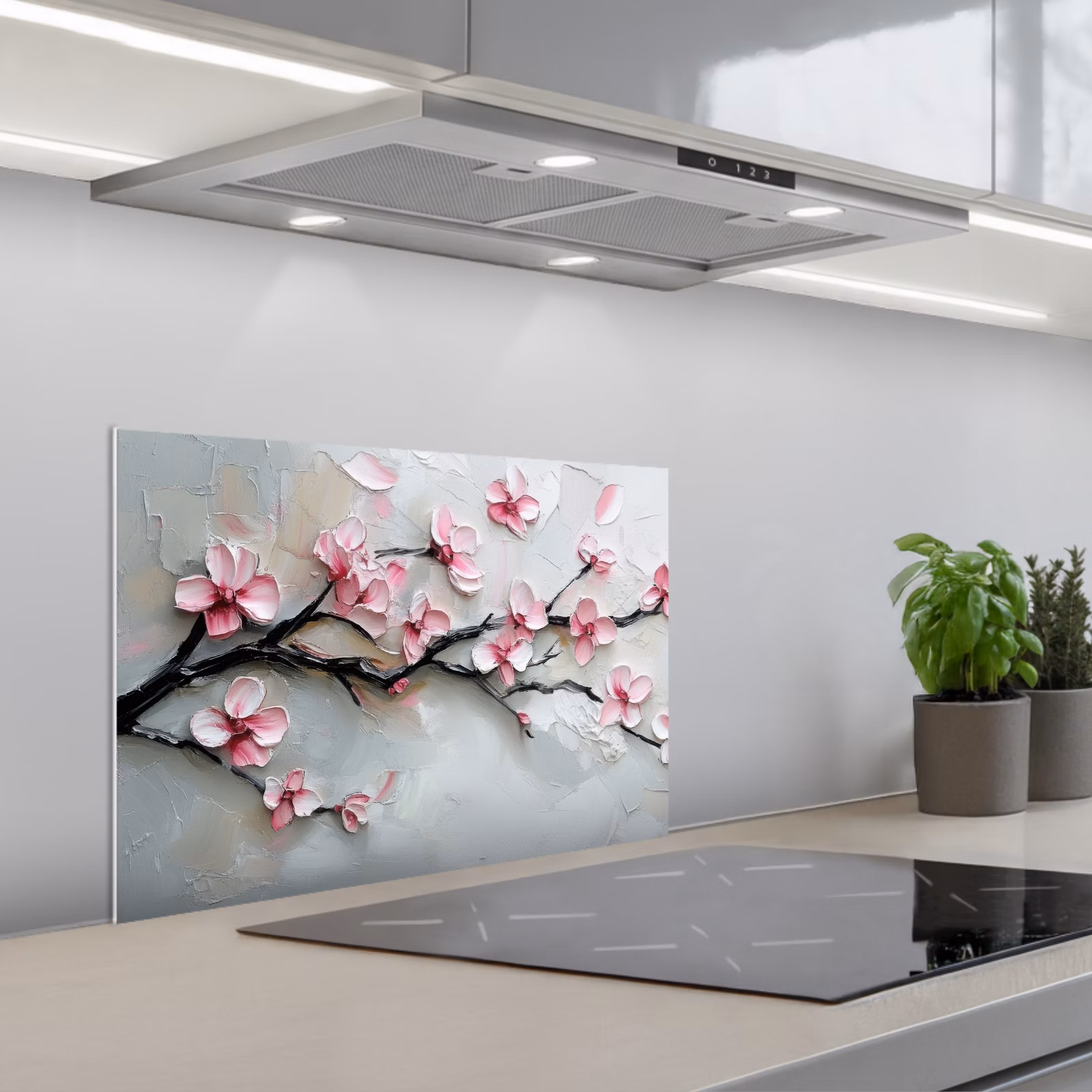 Kitchen splashback for hob - Blossom - Artistic - Pink - Sakura — 1