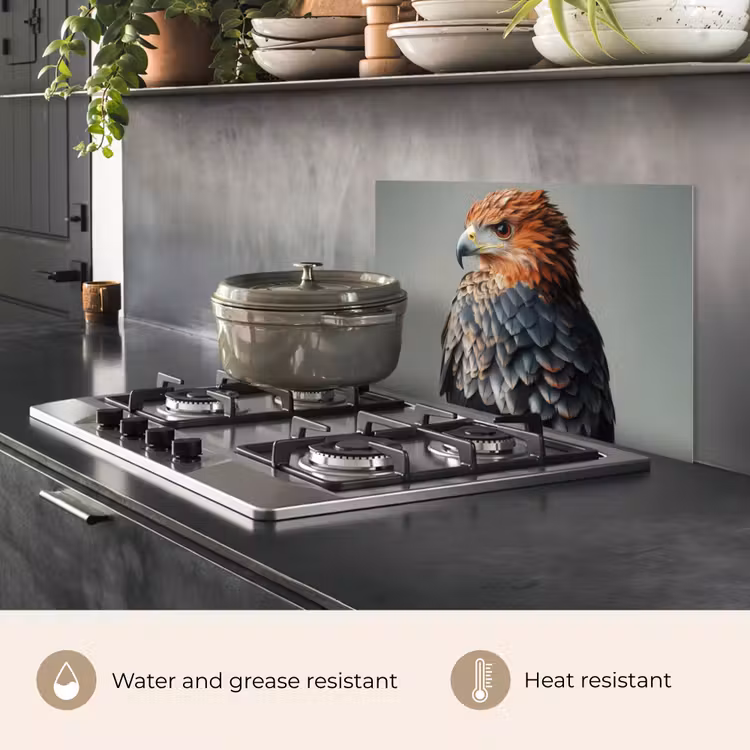 Kitchen splashback for hob - Bird - Realistic - Feathers - Brown — 2