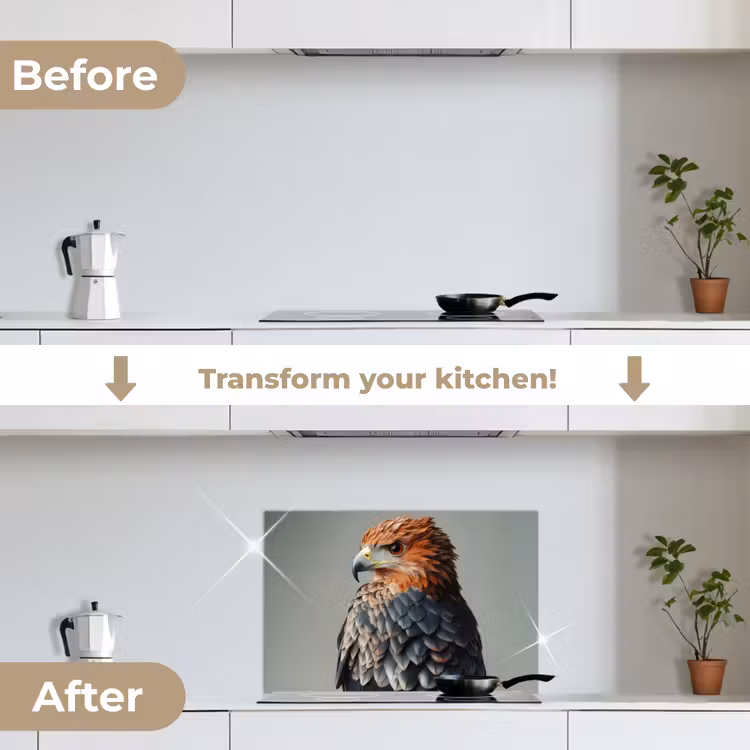 Kitchen splashback for hob - Bird - Realistic - Feathers - Brown — 7